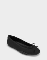 Comfortable Women's Sneakerina Flat In Black Stretch Gabardine