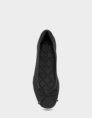 Comfortable Women's Sneakerina Flat In Black Stretch Gabardine