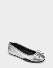 Comfortable Women's Sneakerina Flat In Silver Faux Leather