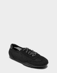 Comfortable Women's Sneaker in Black Mesh/faux Suede