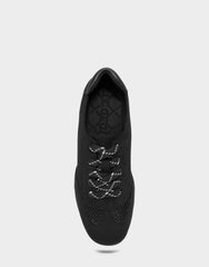 Comfortable Women's Sneaker in Black Mesh/faux Suede