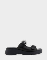 Comfortable Women's Walking Sandal in Black Leather