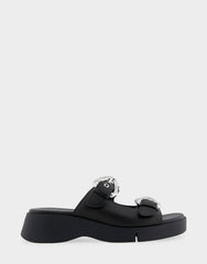 Comfortable Women's Walking Sandal in Black Leather