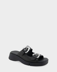 Comfortable Women's Walking Sandal in Black Leather