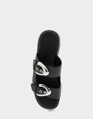 Comfortable Women's Walking Sandal in Black Leather