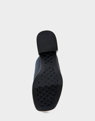 Comfortable Women's Dress Sandals in Dark Blue Stretch Fabric Gabardine
