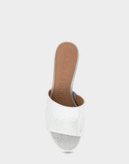Comfortable Women's Slide Sandals in Silver Metallic Textured Faux Leather