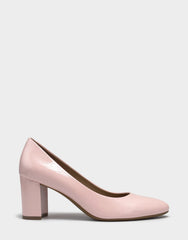 Women's Dress Pump in Pale Pink Faux Crinkle Patent