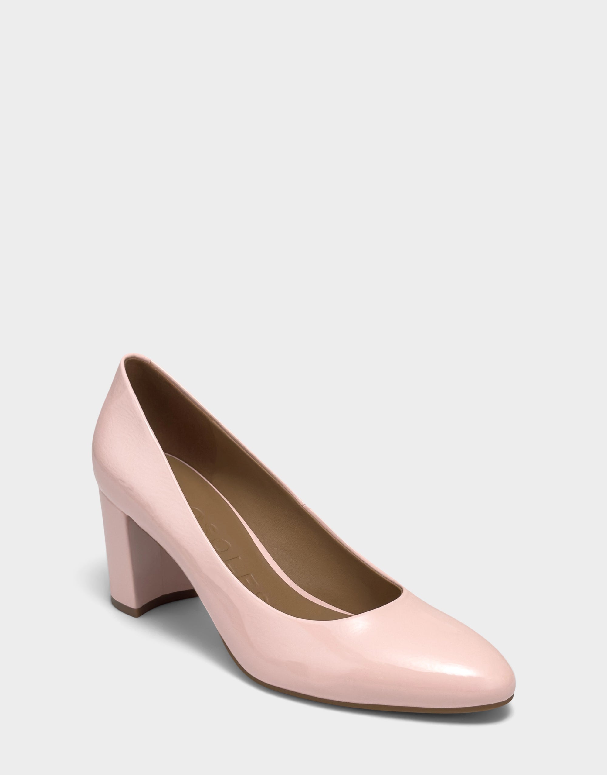 Women's Dress Pump in Pale Pink Faux Crinkle Patent