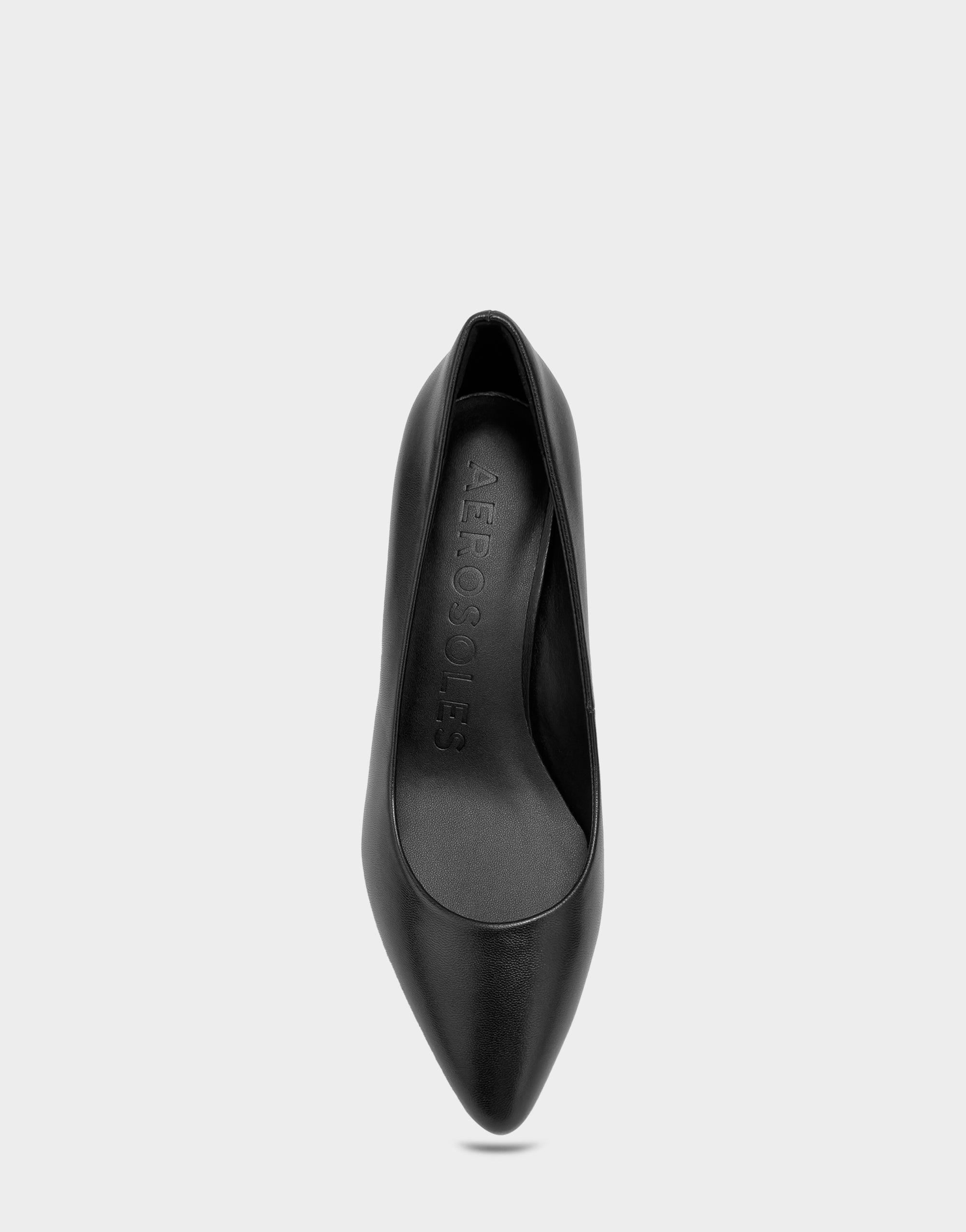 Women's Kitten Heel Pump in Black Leather