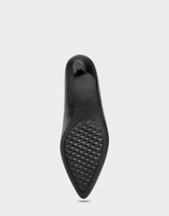 Women's Kitten Heel Pump in Black Leather