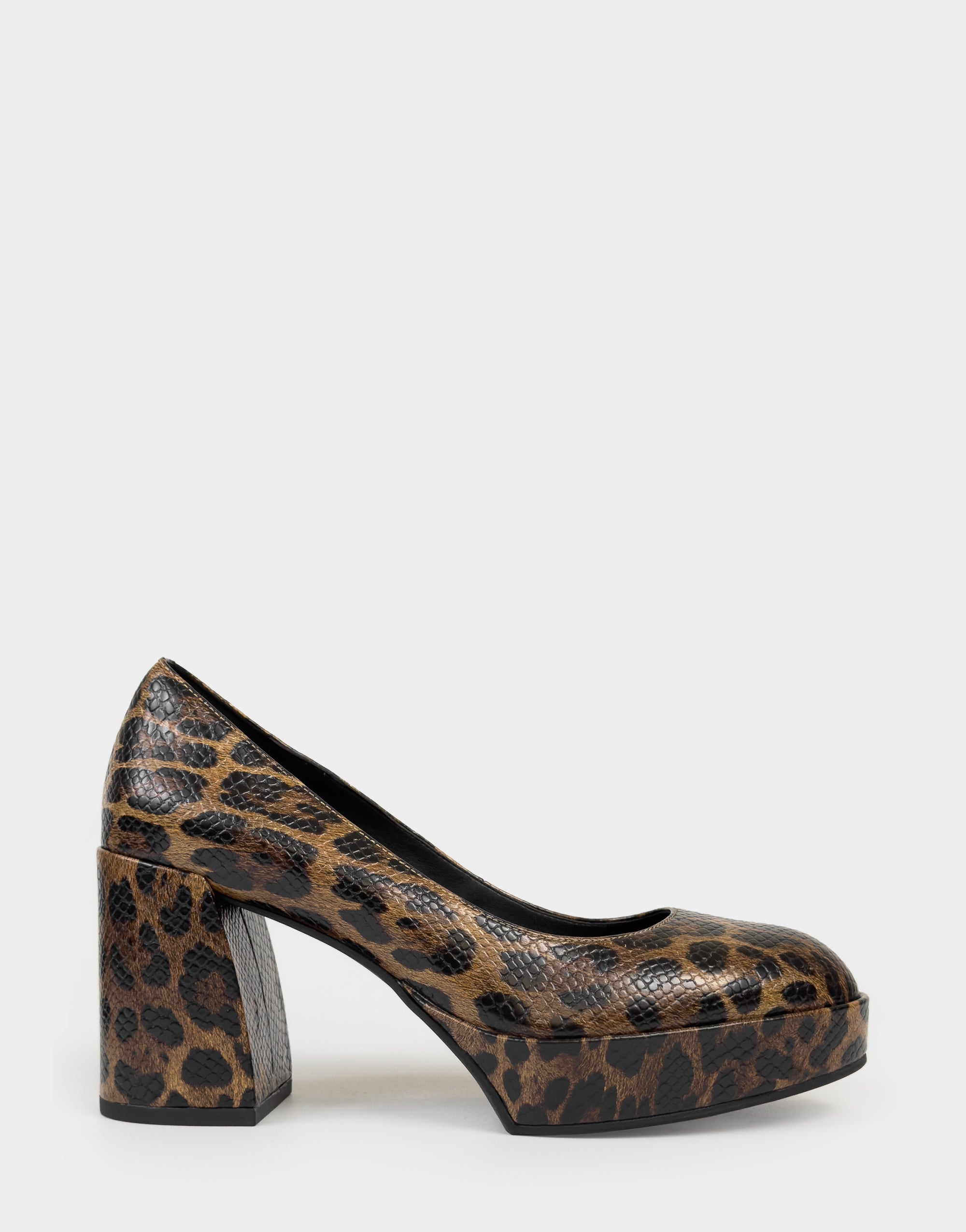 Women's Platform Pump in Mocha Jaguar Print Faux Leather