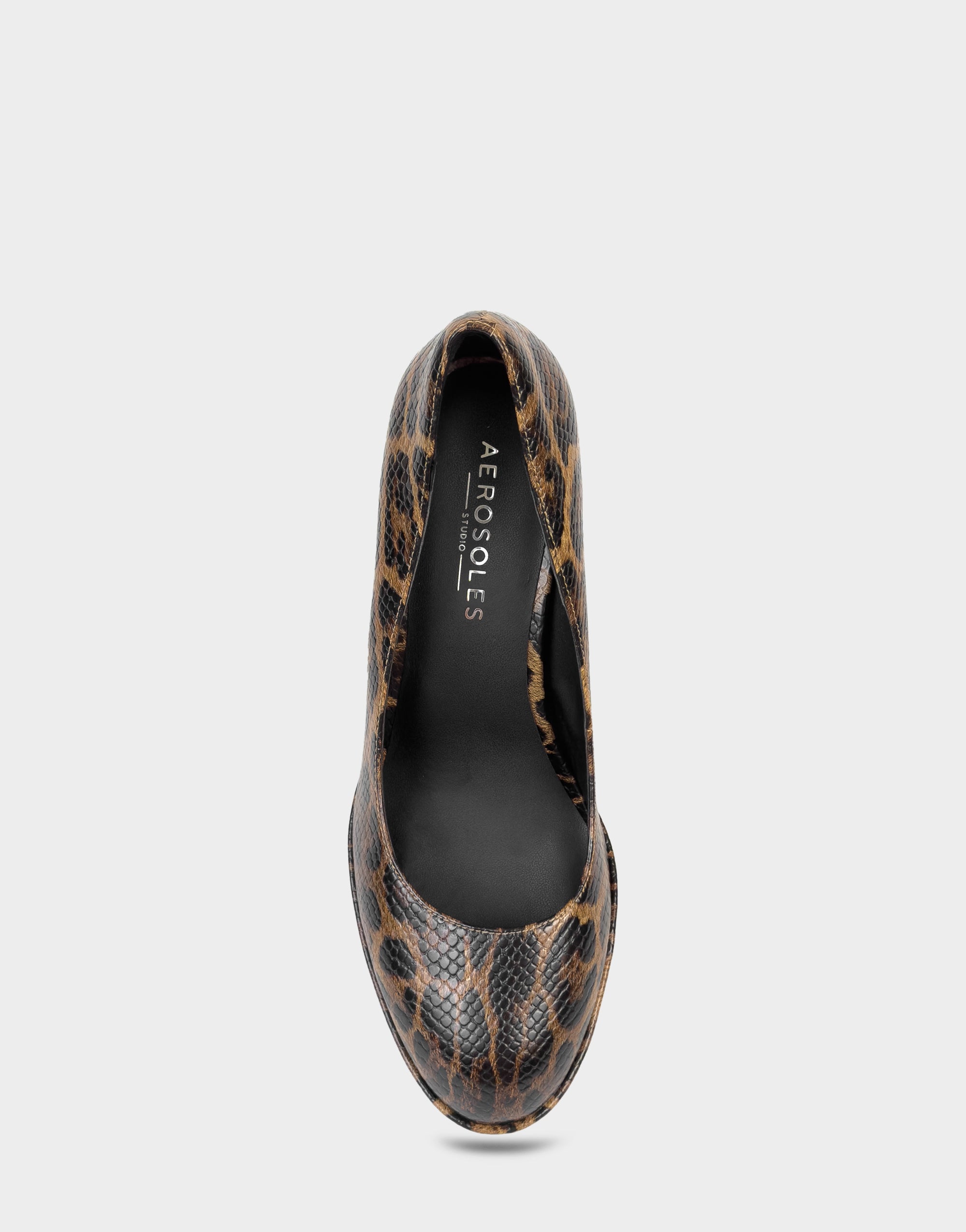 Women's Platform Pump in Mocha Jaguar Print Faux Leather