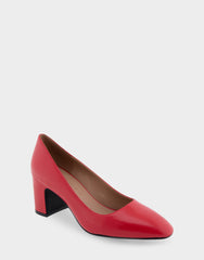 Minetta Racing Red Leather Mid-Heel Pump