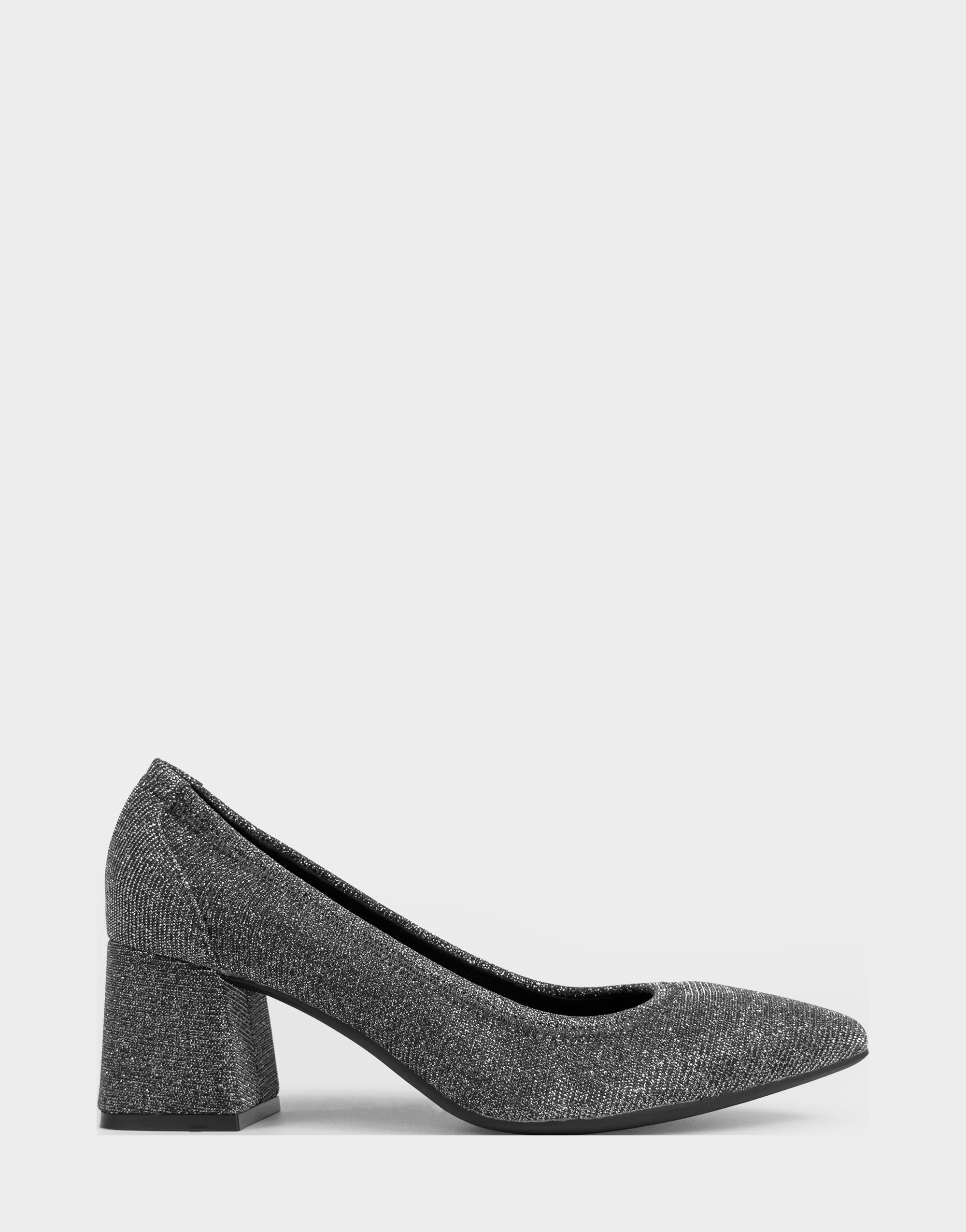 Women's Pump in Gunmetal Stretch Lame