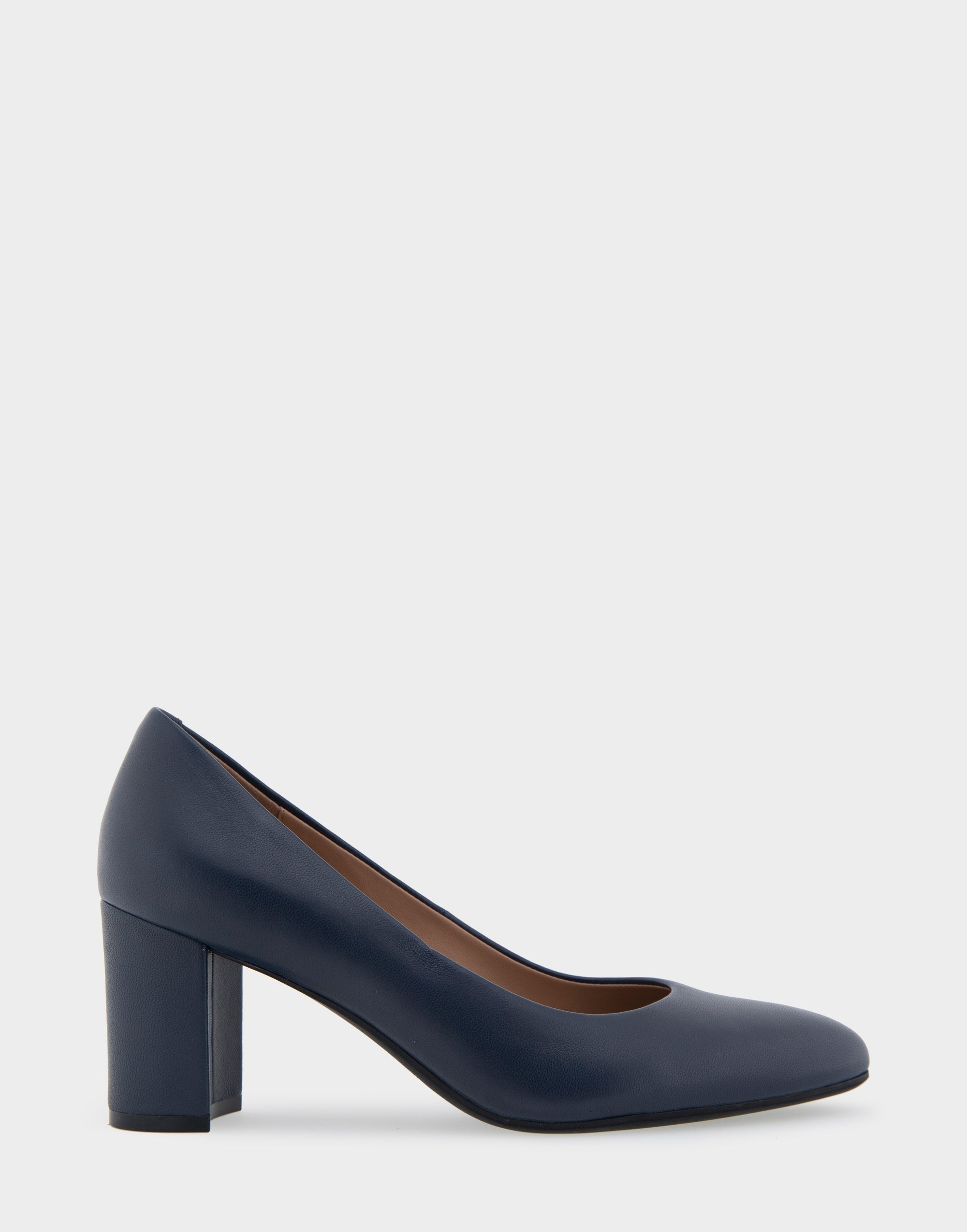 Betsy Navy Genuine Leather Mid Heel Pump