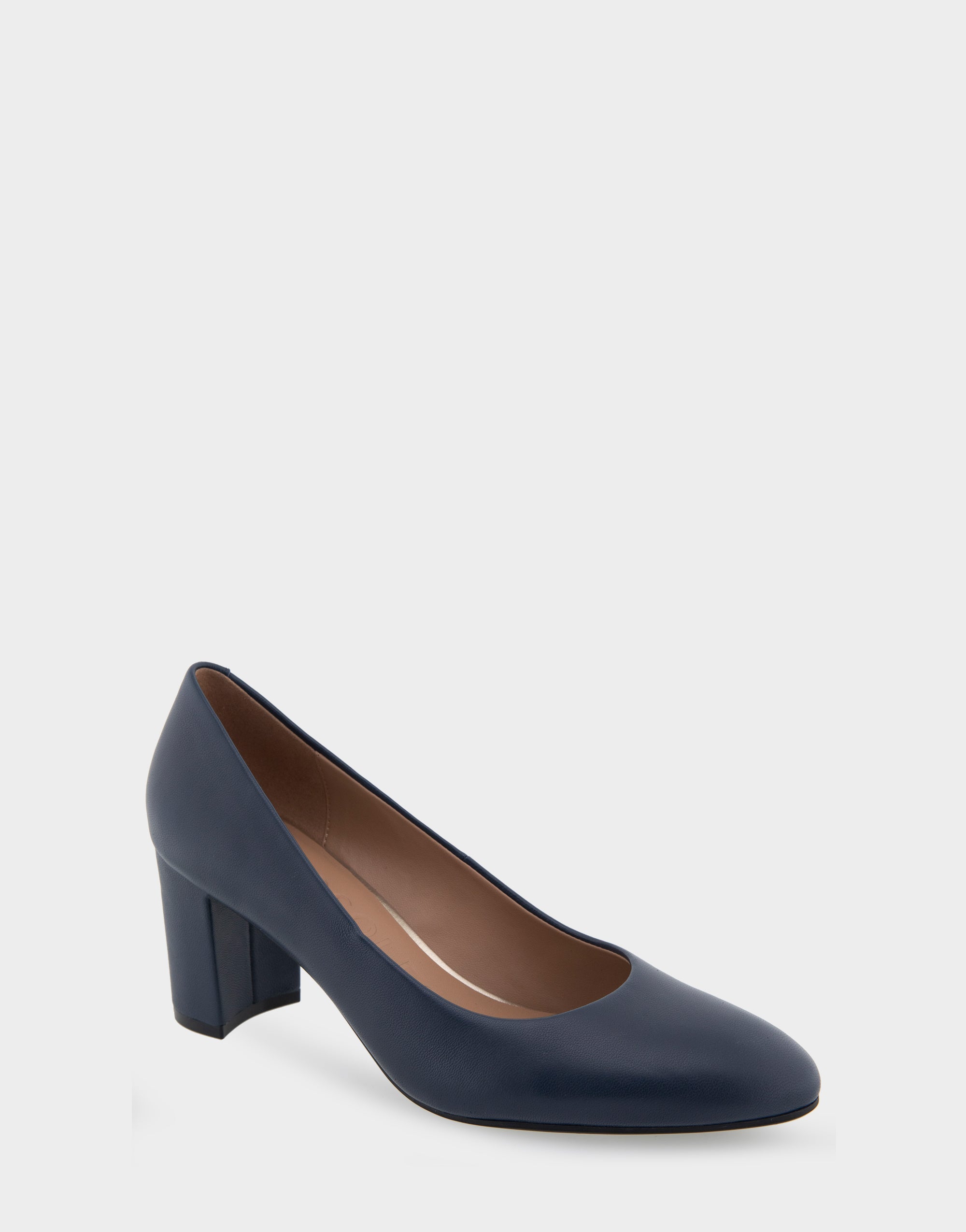 Betsy Navy Genuine Leather Mid Heel Pump