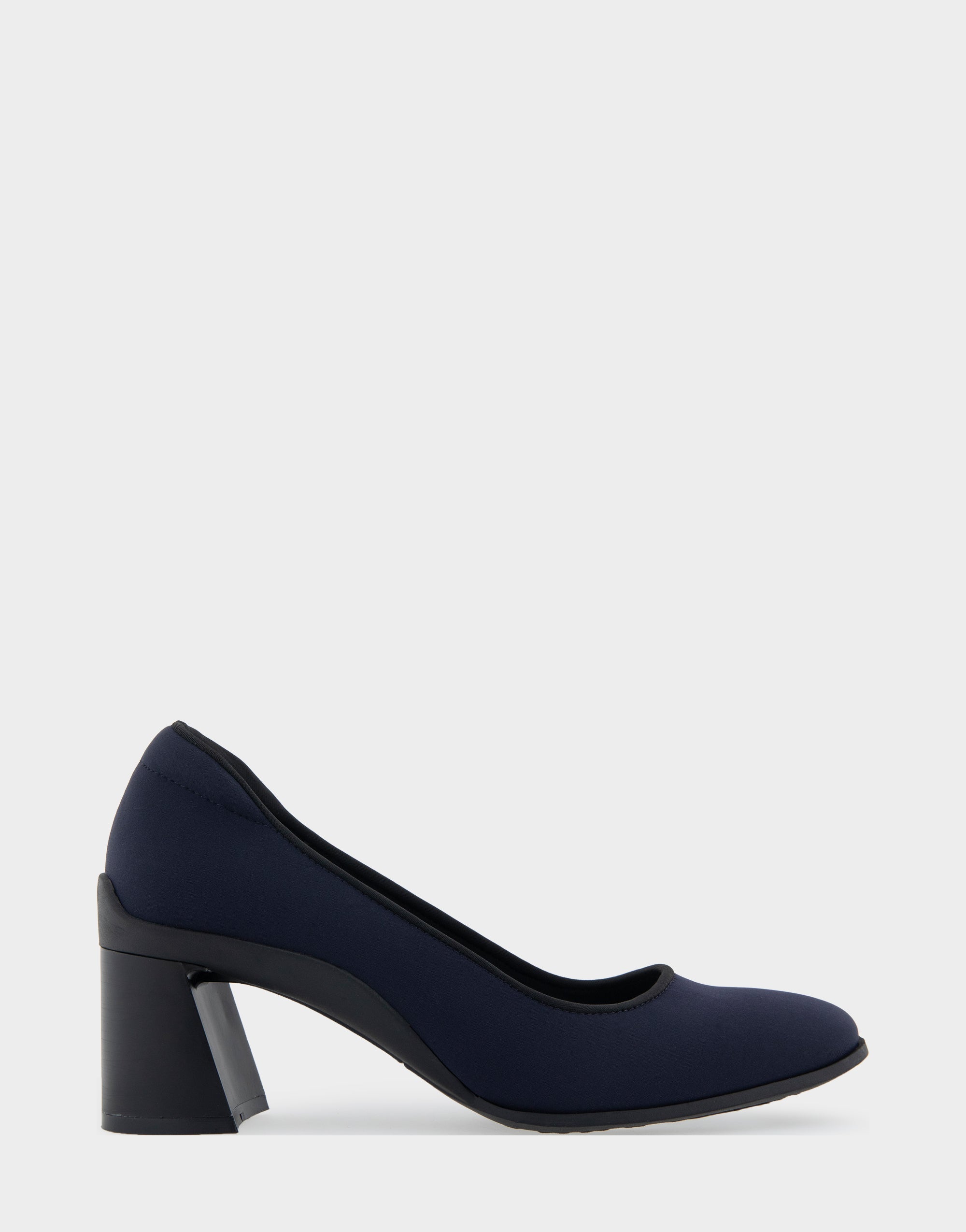 Casta Navy Stretch Gabardine Fabric Mid Heel Pump
