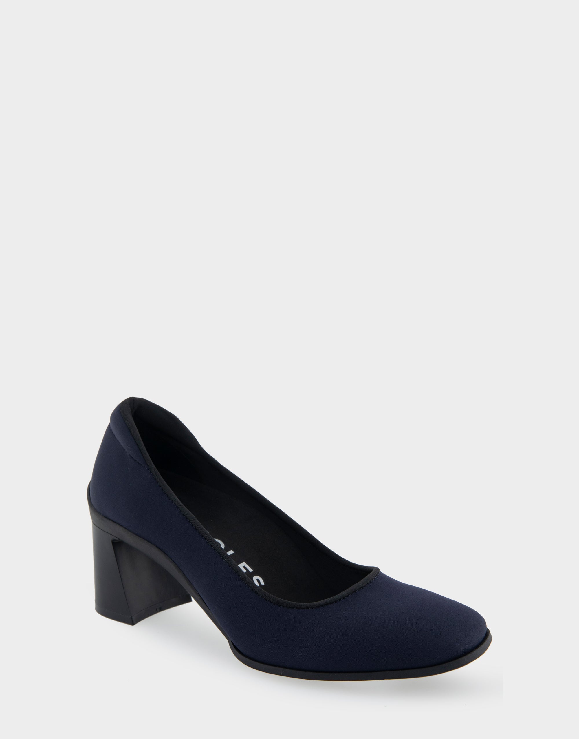 Casta Navy Stretch Gabardine Fabric Mid Heel Pump