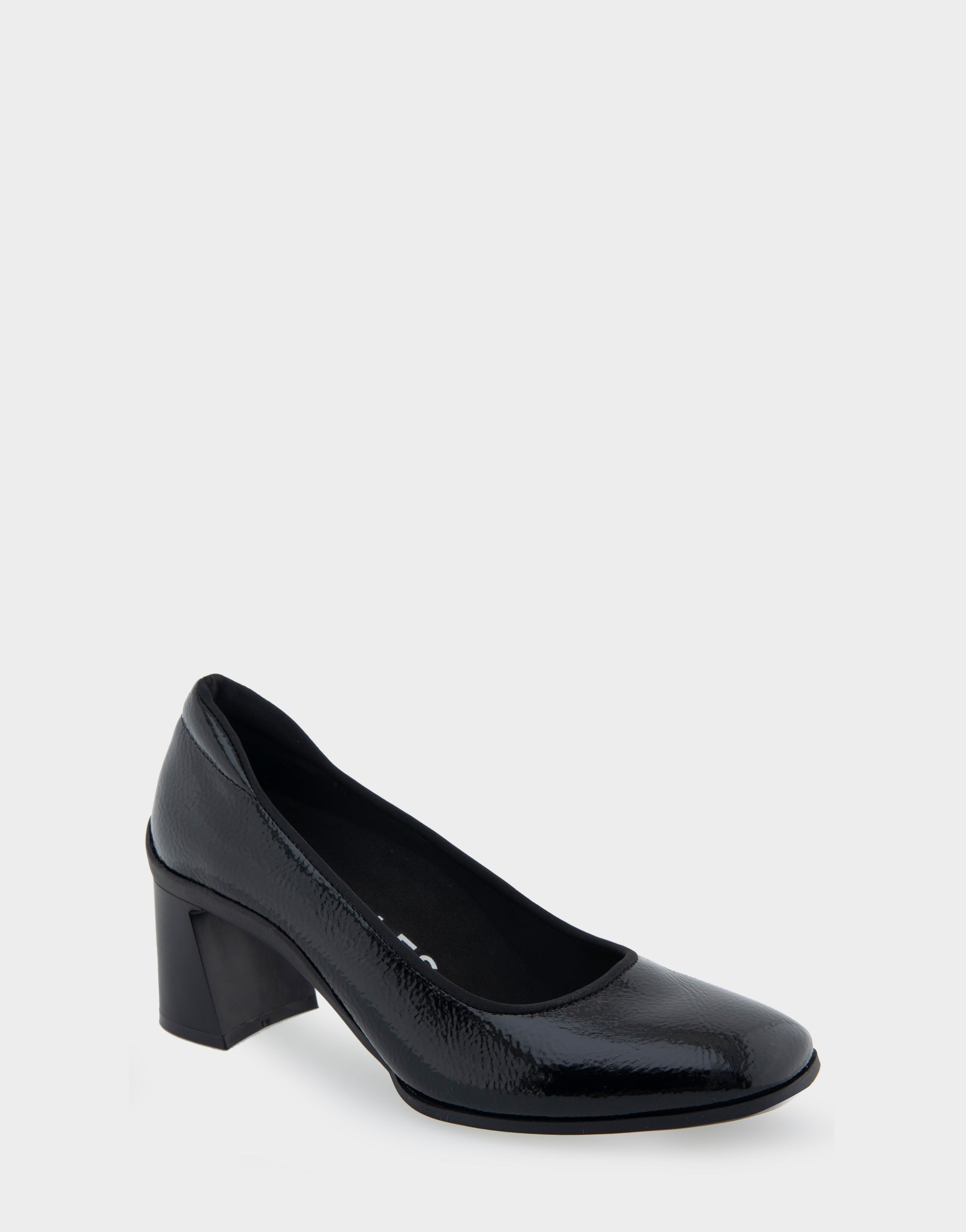 Casta Black Patent Faux Leather Mid Heel Pump