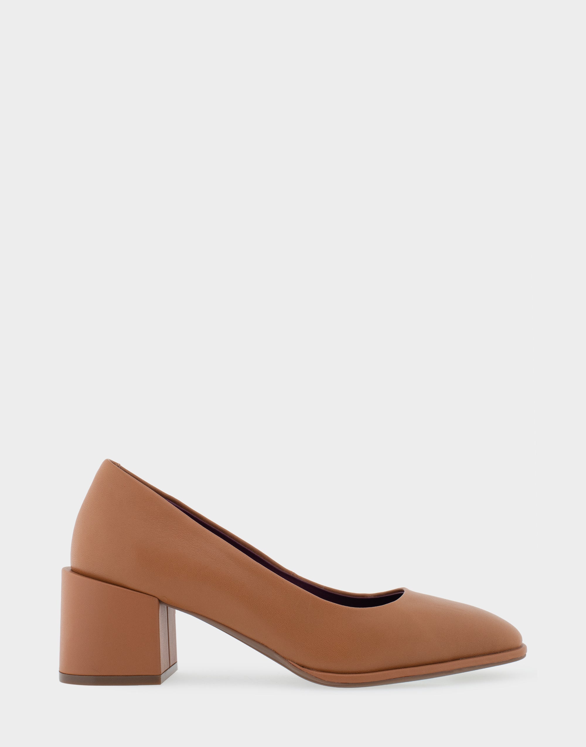 Alae Tan Genuine Leather Mid Heel Pump
