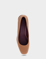 Alae Tan Genuine Leather Mid Heel Pump