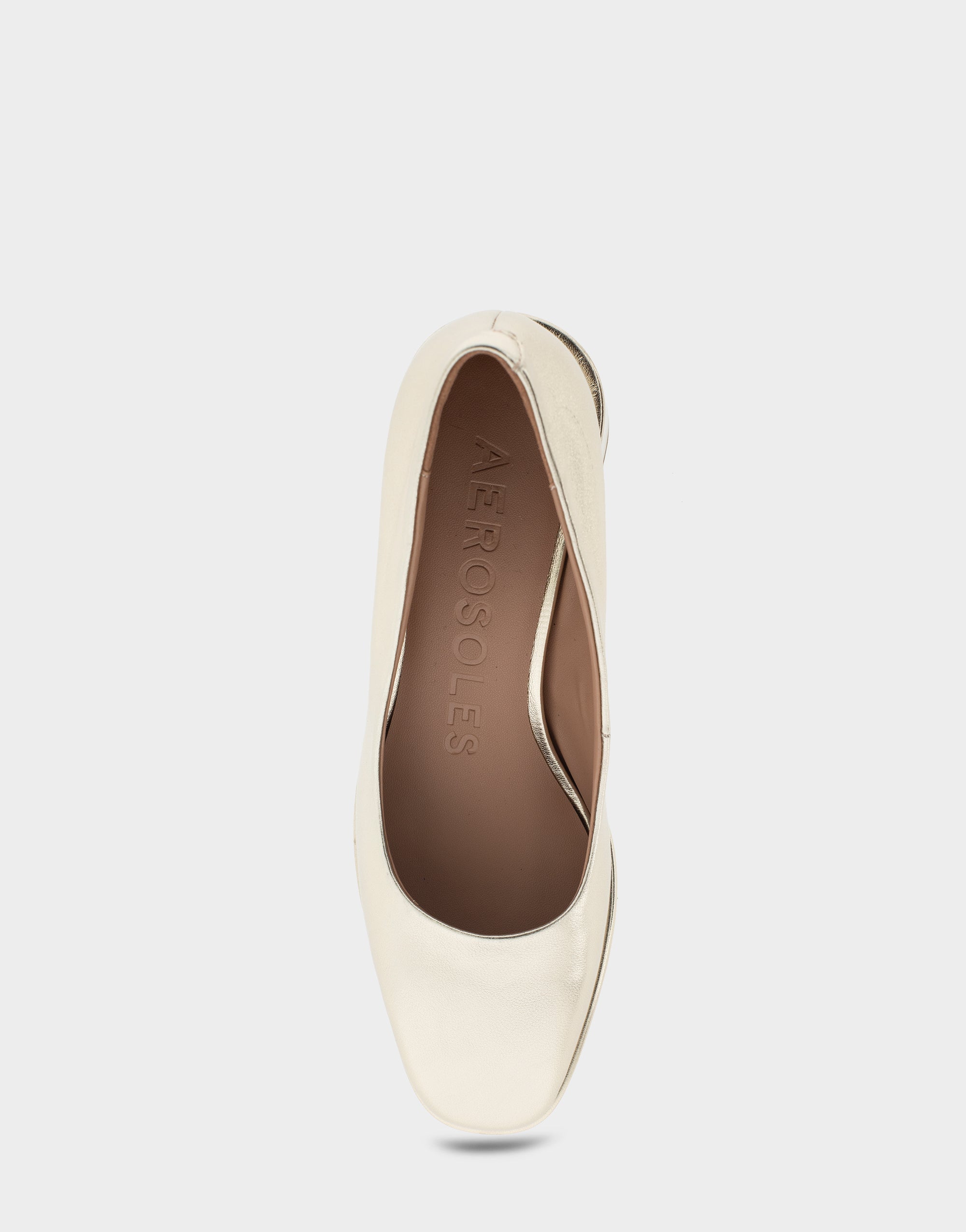 Alae Soft Gold Genuine Leather Mid Heel Pump