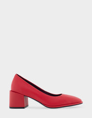 Alae Racing Red Genuine Leather Mid Heel Pump