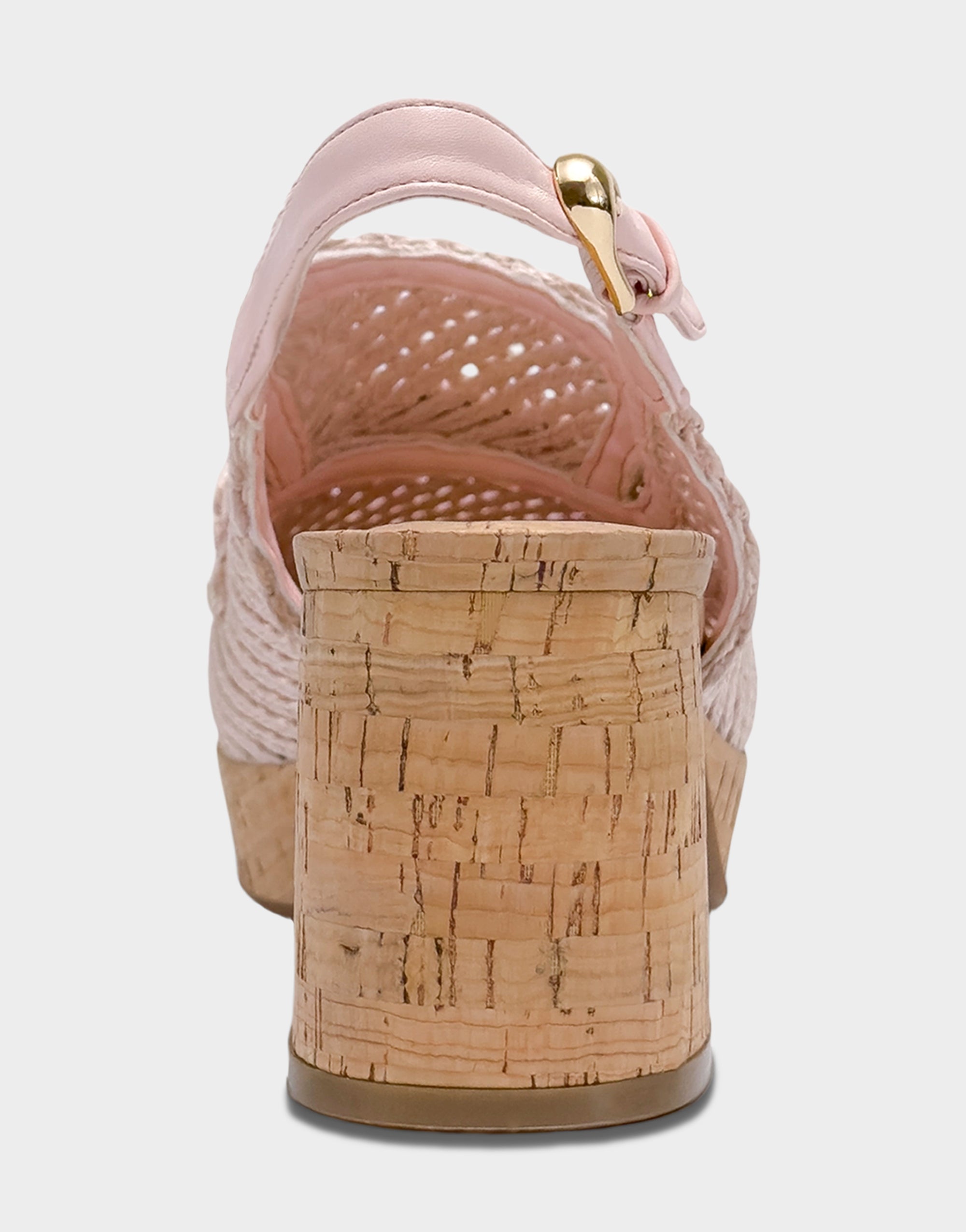 Santina Platform Slingback Loafer In Pale Pink Embroidered Raffia