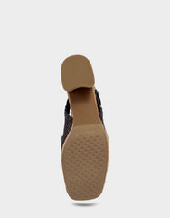 Santina Platform Slingback Loafer In Dark Brown Embroidered Natural Raffia