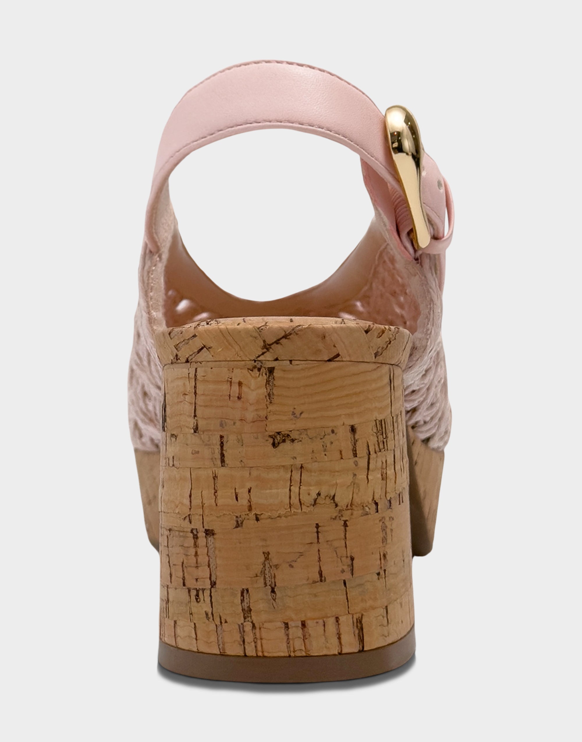 Women's Platform Sandal In Pale Pink Embroidered Raffia
