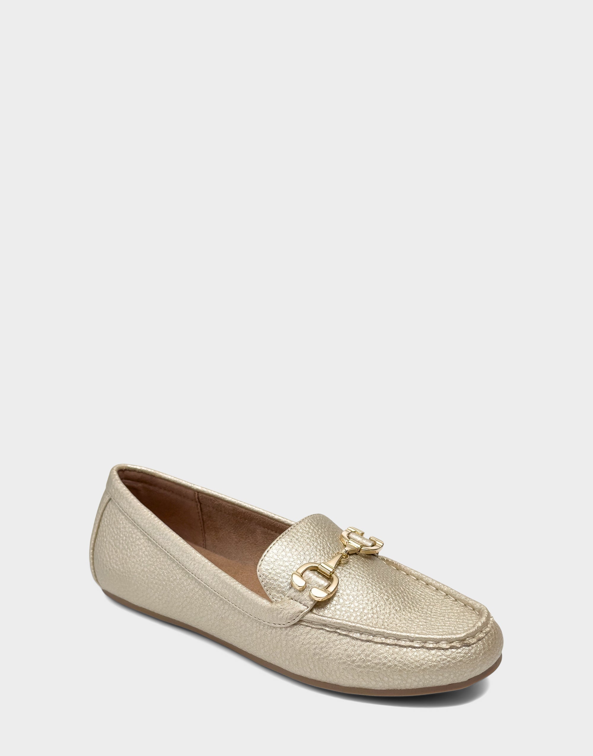 Women's Casual Loafer in Soft Gold Faux Metallic Pebbled