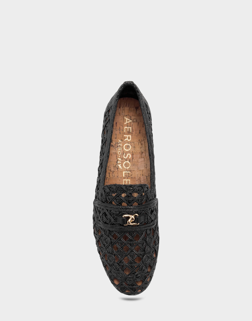 Women's Dress Flat in Black Faux Raffia