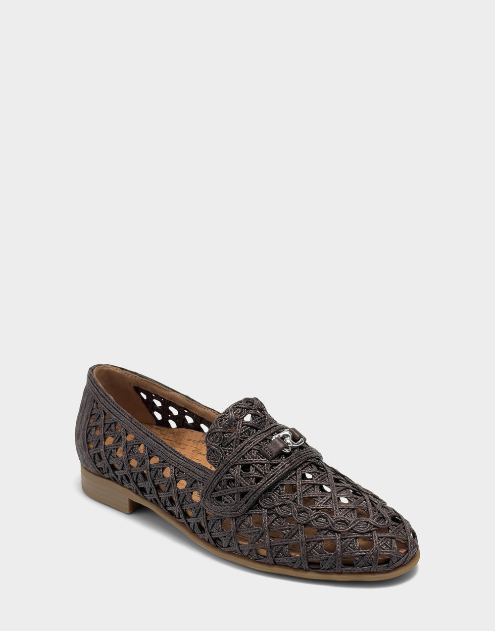 Women's Dress Flat in Dark Brown Faux Raffia