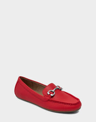 Women's Casual Loafer in Rich Red Faux Pebbled