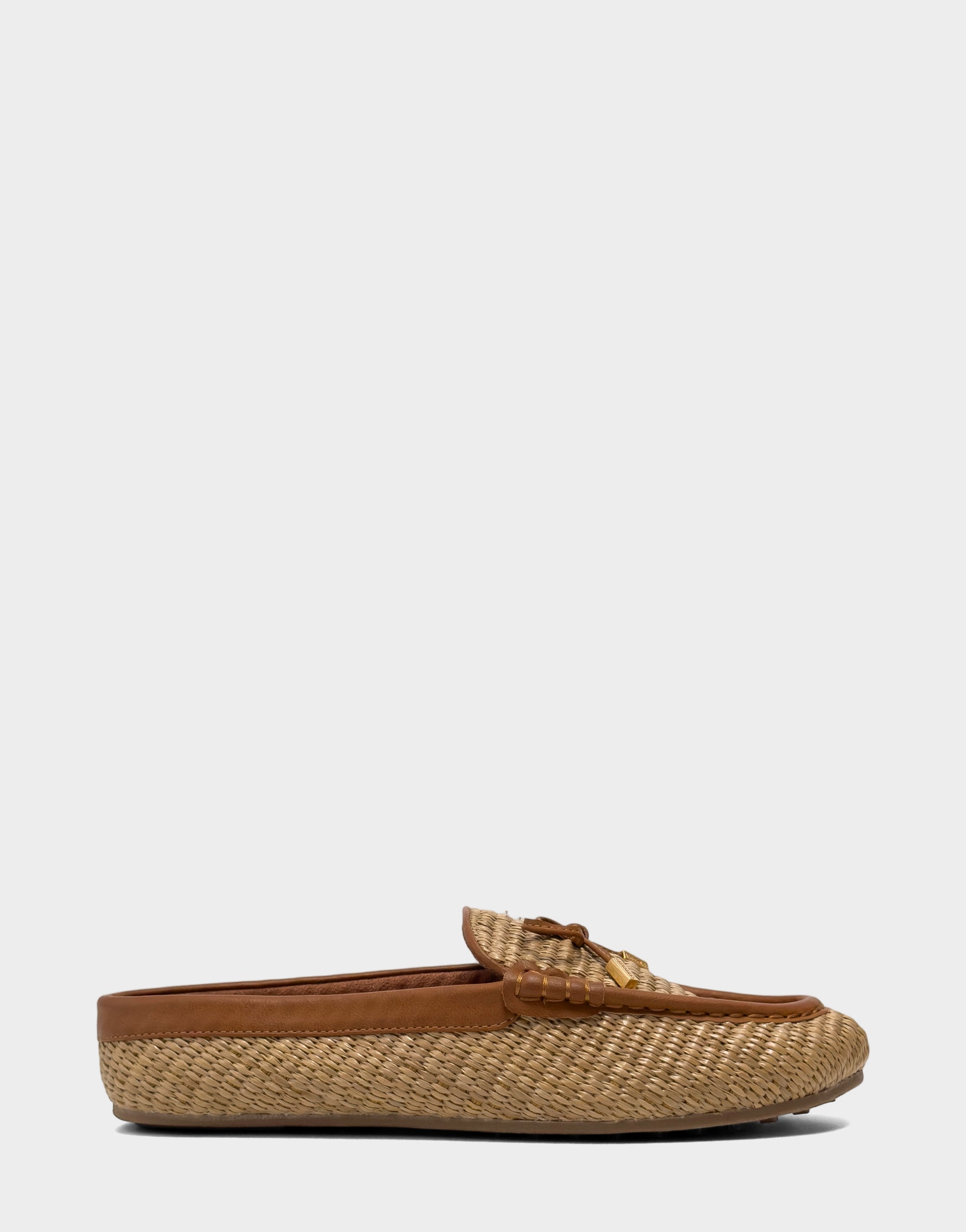 Women's Mule in Tan Basket Raffia