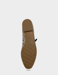 Women's Casual Flat in Champagne Faux Metallic Snake Print