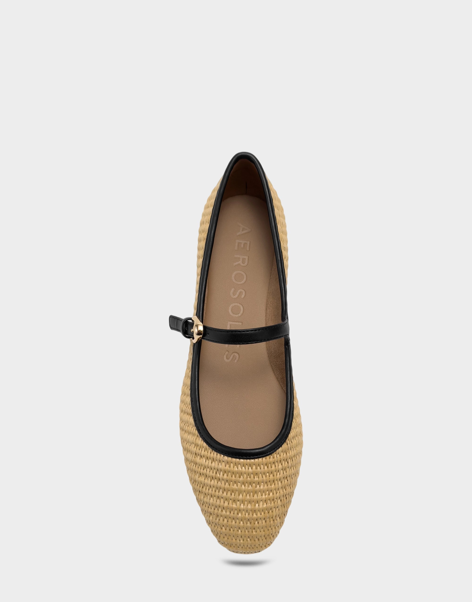 Women's Casual Flat in Natural/Black Basket Raffia