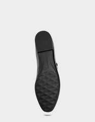 Women's Casual Flat in Black Faux Crinkle Patent
