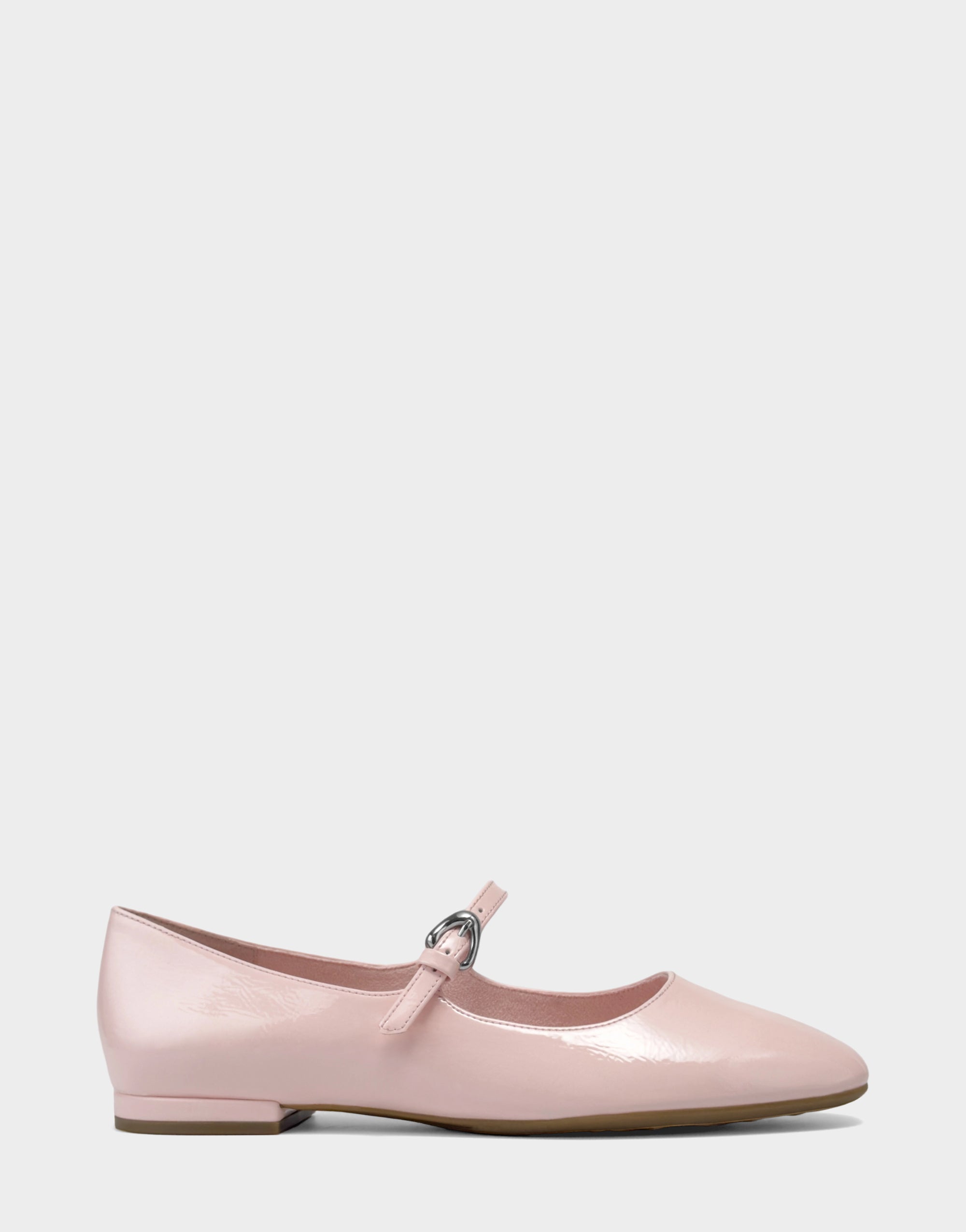 Women's Casual Flat in Pale Pink Faux Crinkle Patent