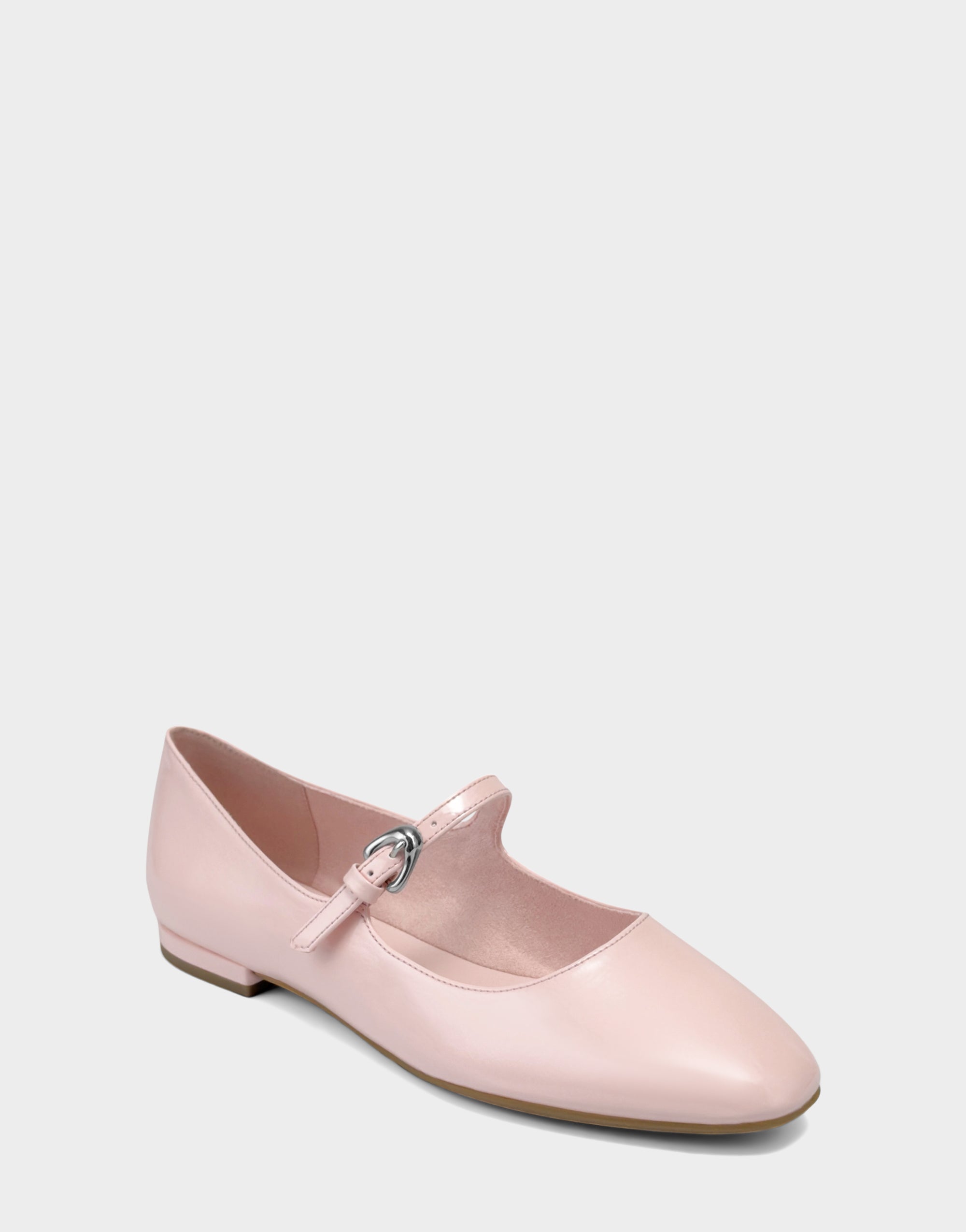 Women's Casual Flat in Pale Pink Faux Crinkle Patent