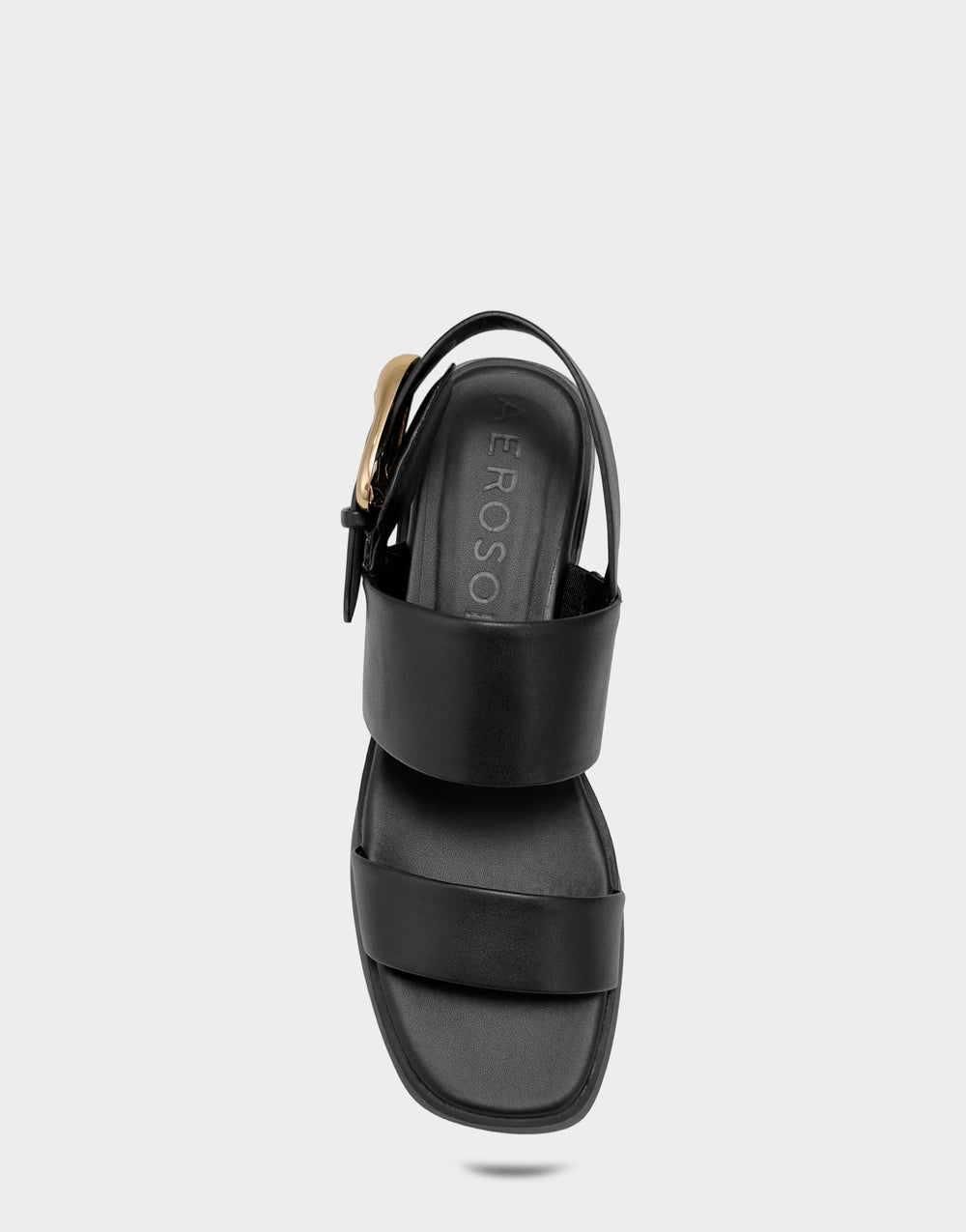 Women's Heeled Sandal in Black Faux Soft Leather