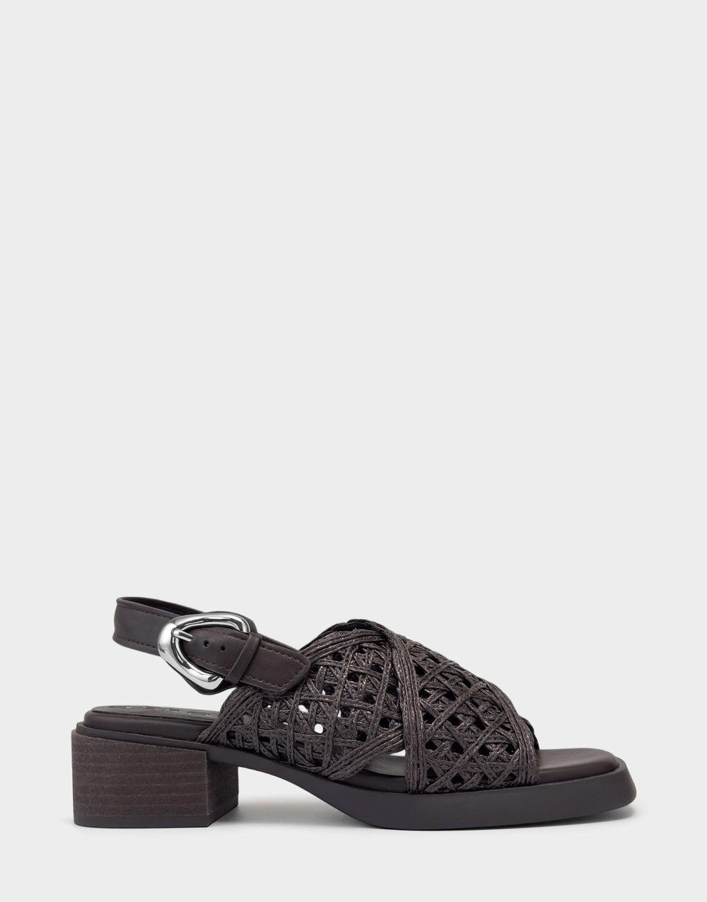 Demi Sandal In Dark Brown Crochet Raffia