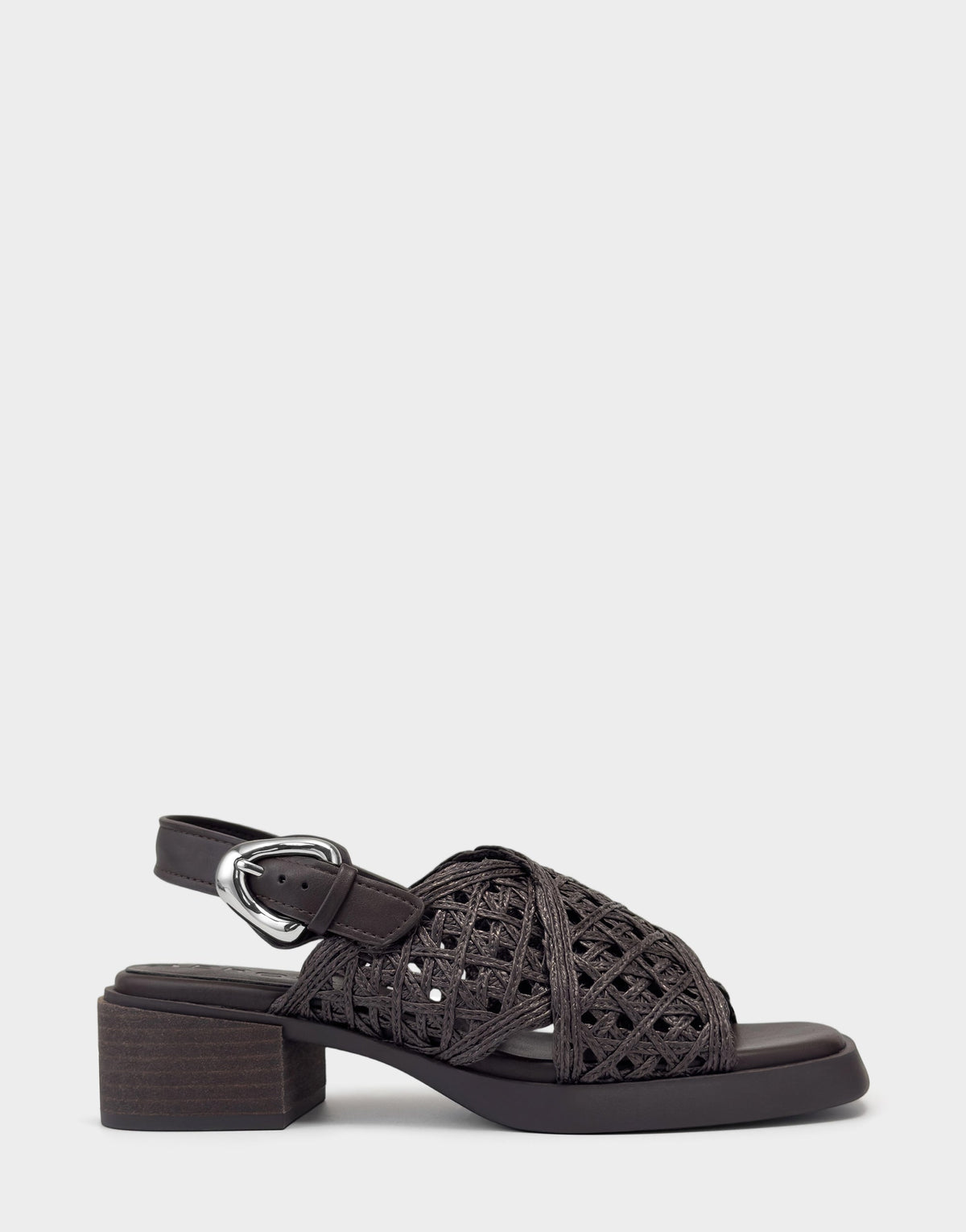 Demi Sandal In Dark Brown Crochet Raffia