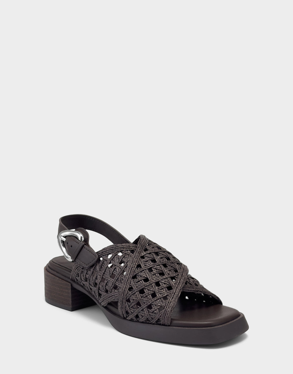 Demi Sandal In Dark Brown Crochet Raffia