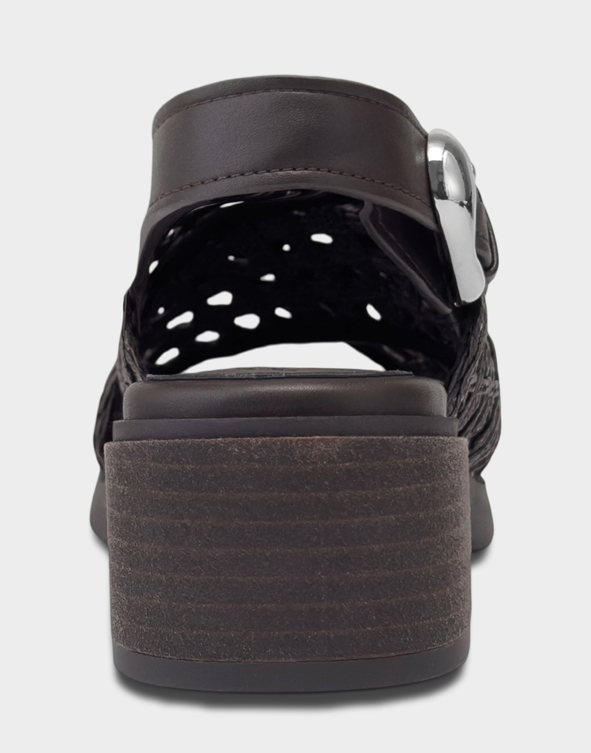 Demi Sandal In Dark Brown Crochet Raffia