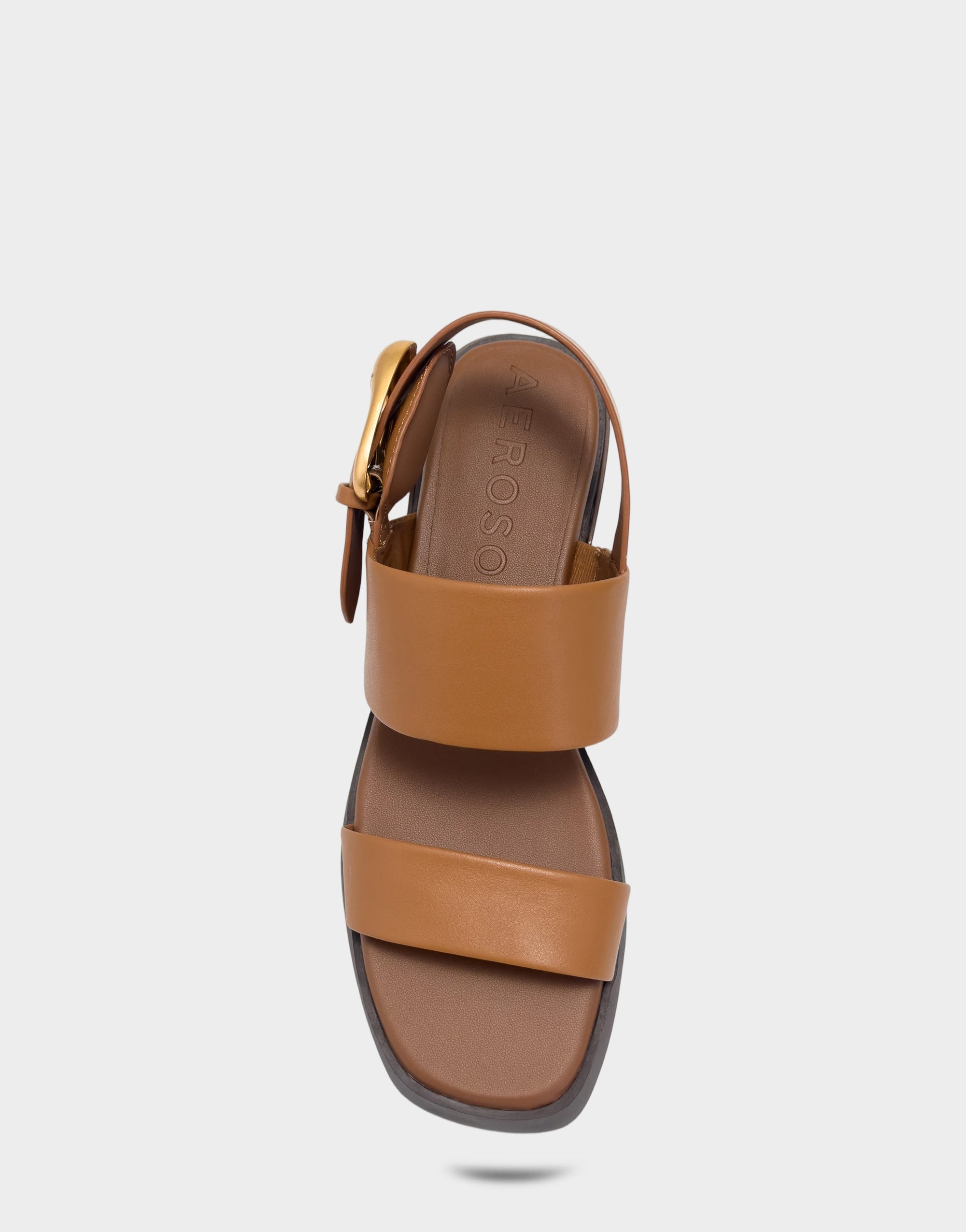 Women's Heeled Sandal in Tan Faux Soft Leather