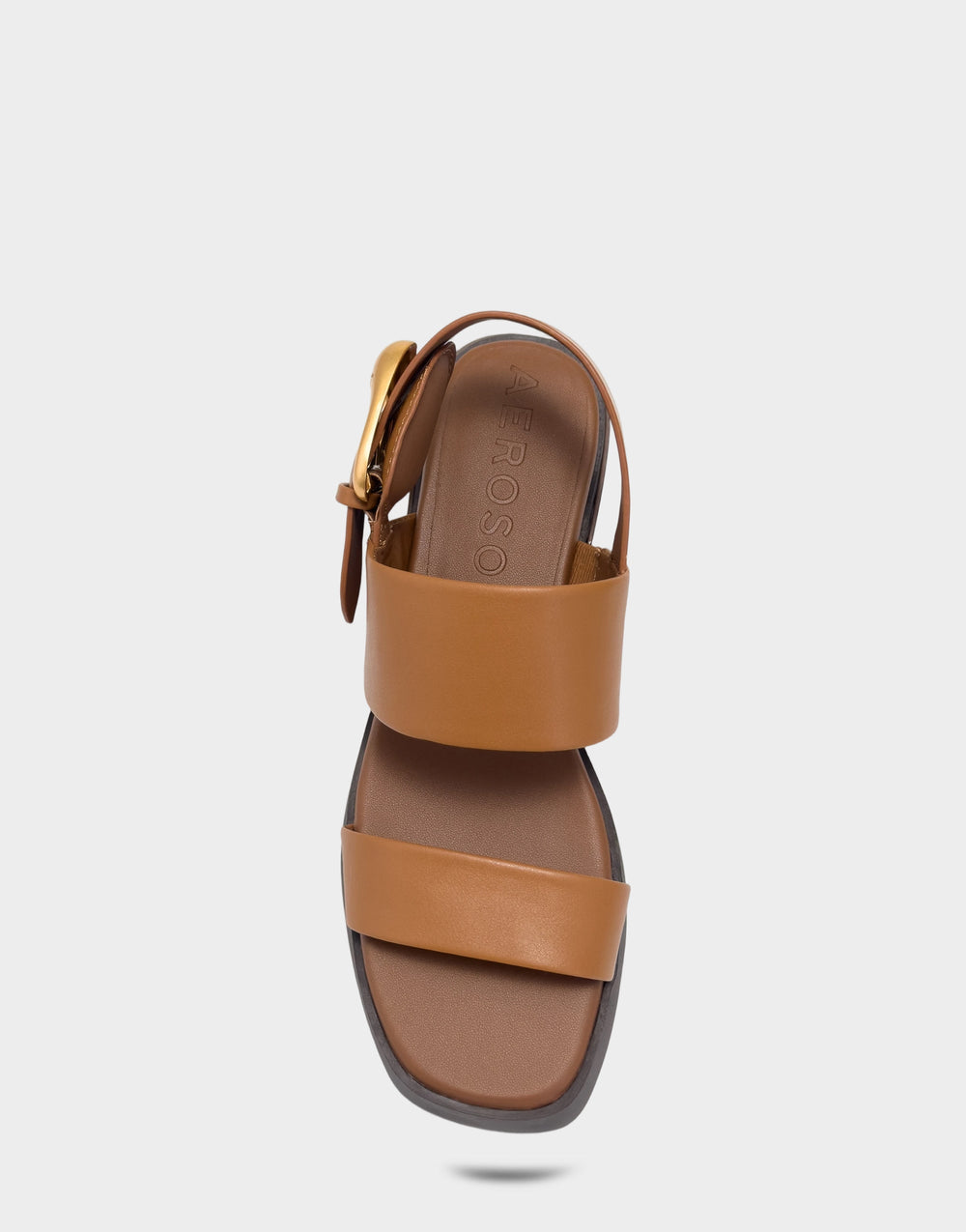 Women's Heeled Sandal in Tan Faux Soft Leather