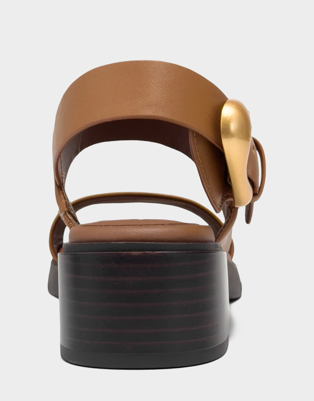 Women's Heeled Sandal in Tan Faux Soft Leather