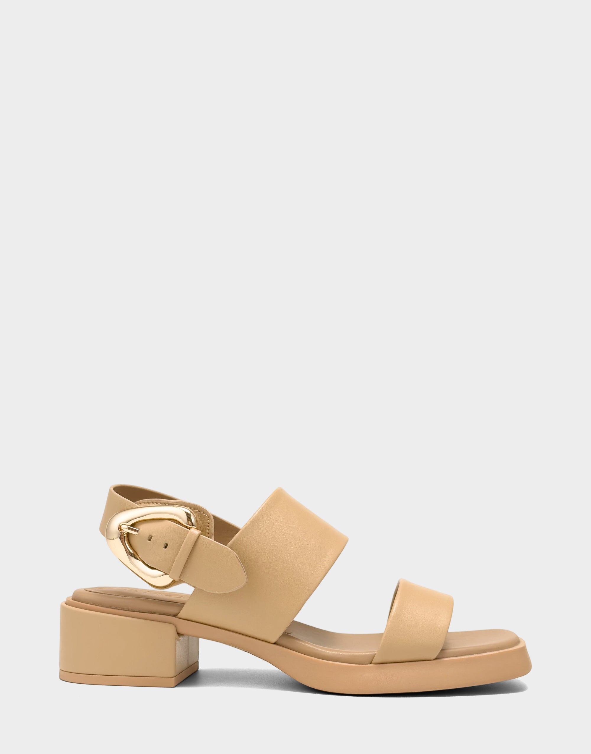 Women's Heeled Sandal in Beige Bisque Faux Soft Leather